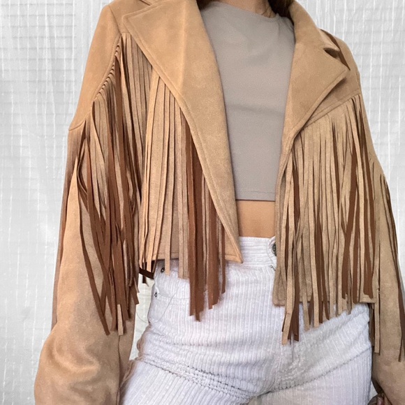 Altar'd State Tan Fringe Jacket - Picture 1 of 7